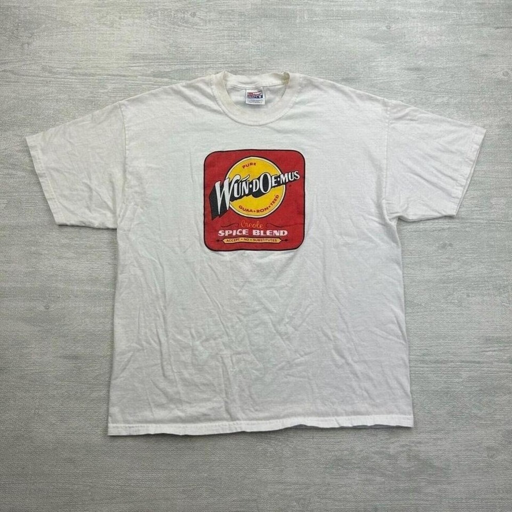 Vintage Wundoemus Shirt Adult XL White Spice Blend Employee Logo Creole